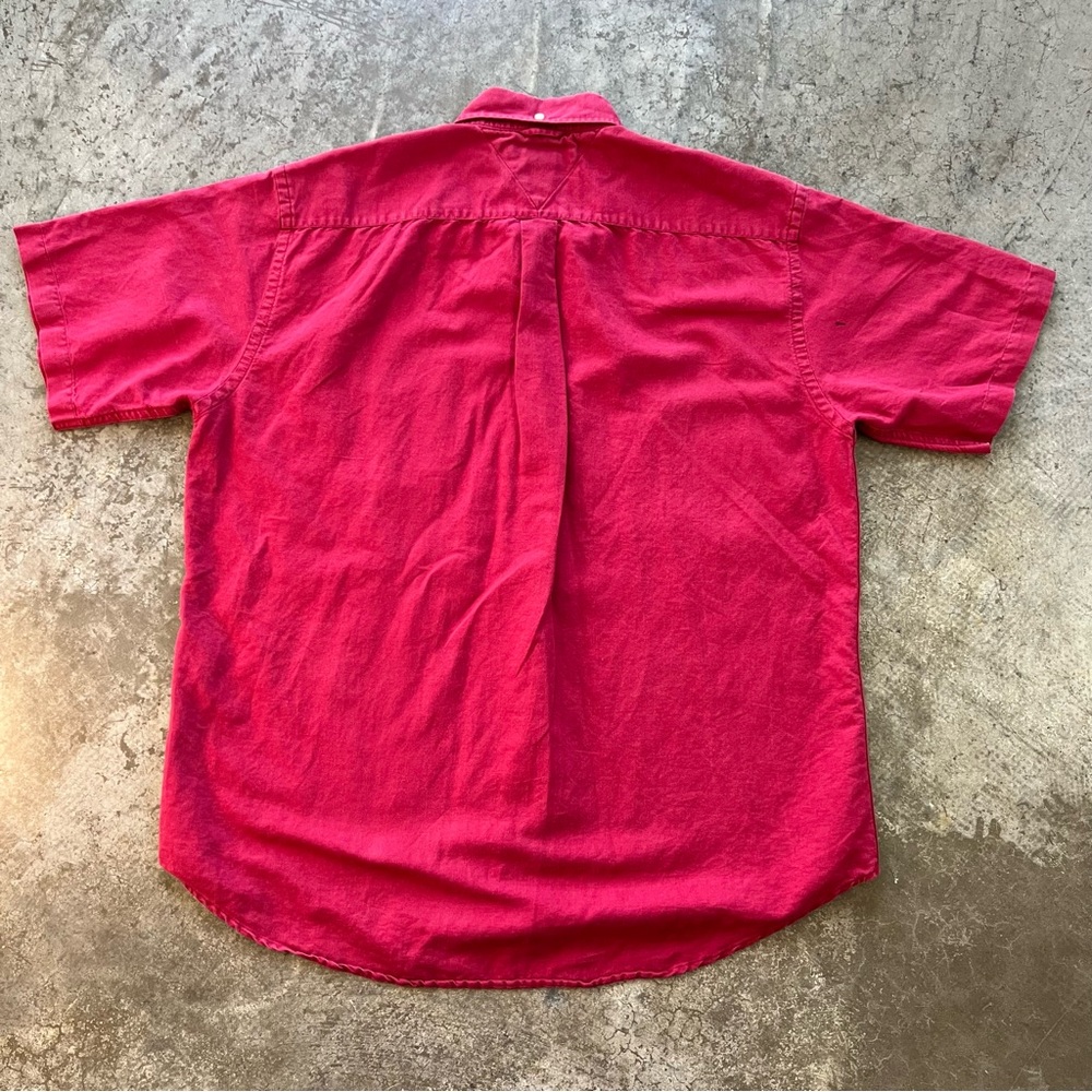 Tommy Hilfiger Vintage 90s Red Linen Blend Shirt Size Large Streetwear - Picture 5 of 9
